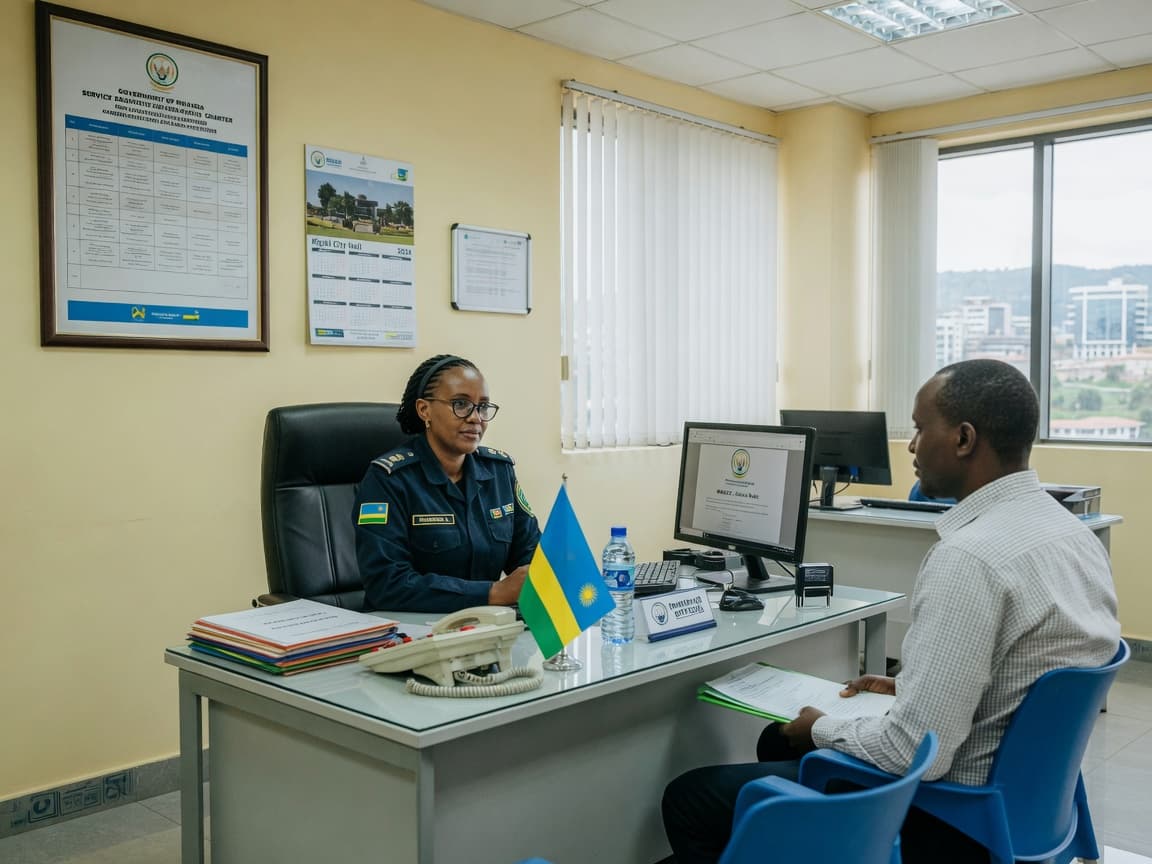 A public-service officer meeting a citizen at a municipal desk